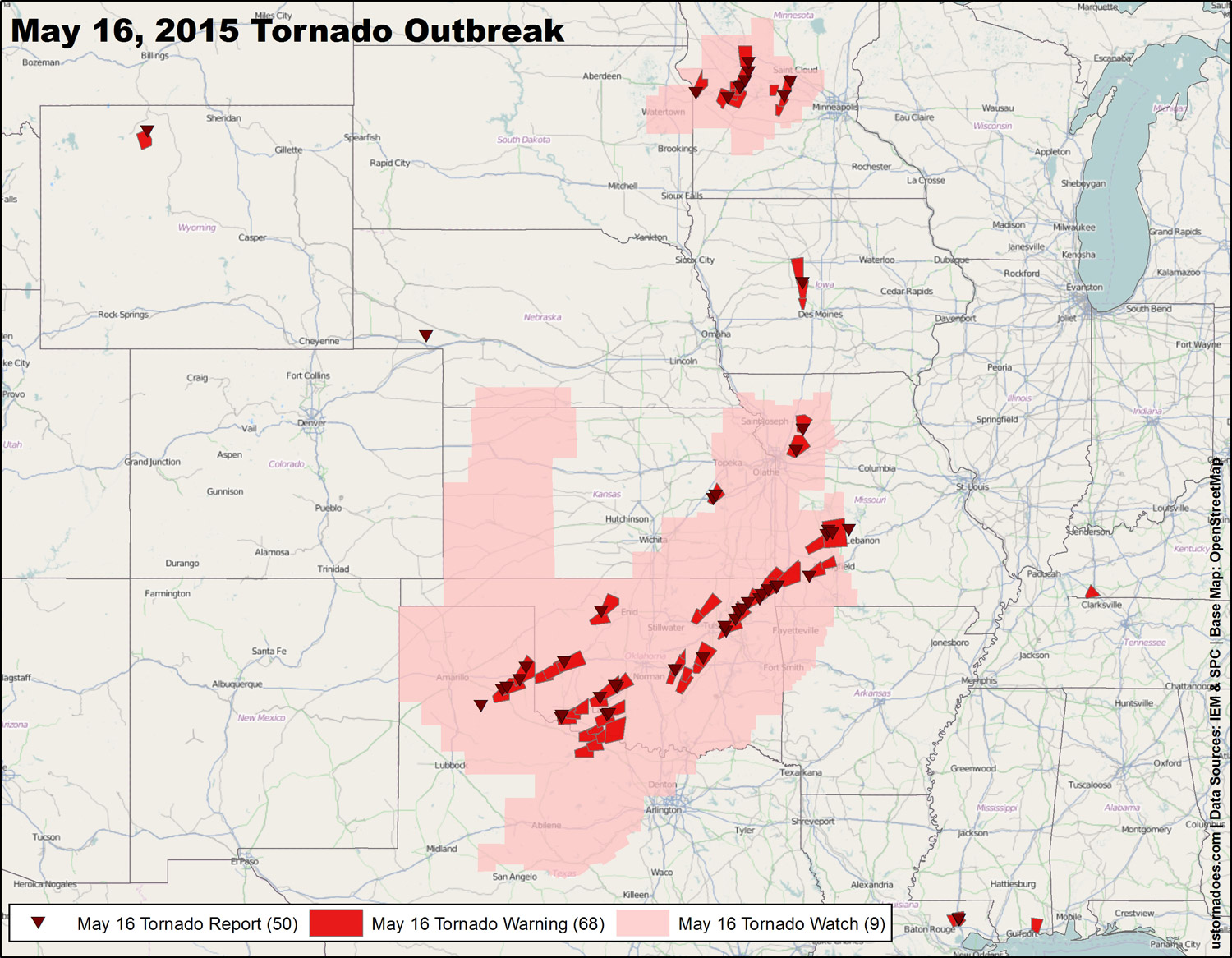 The largest tornado outbreaks of 2015 - U.S. Tornadoes