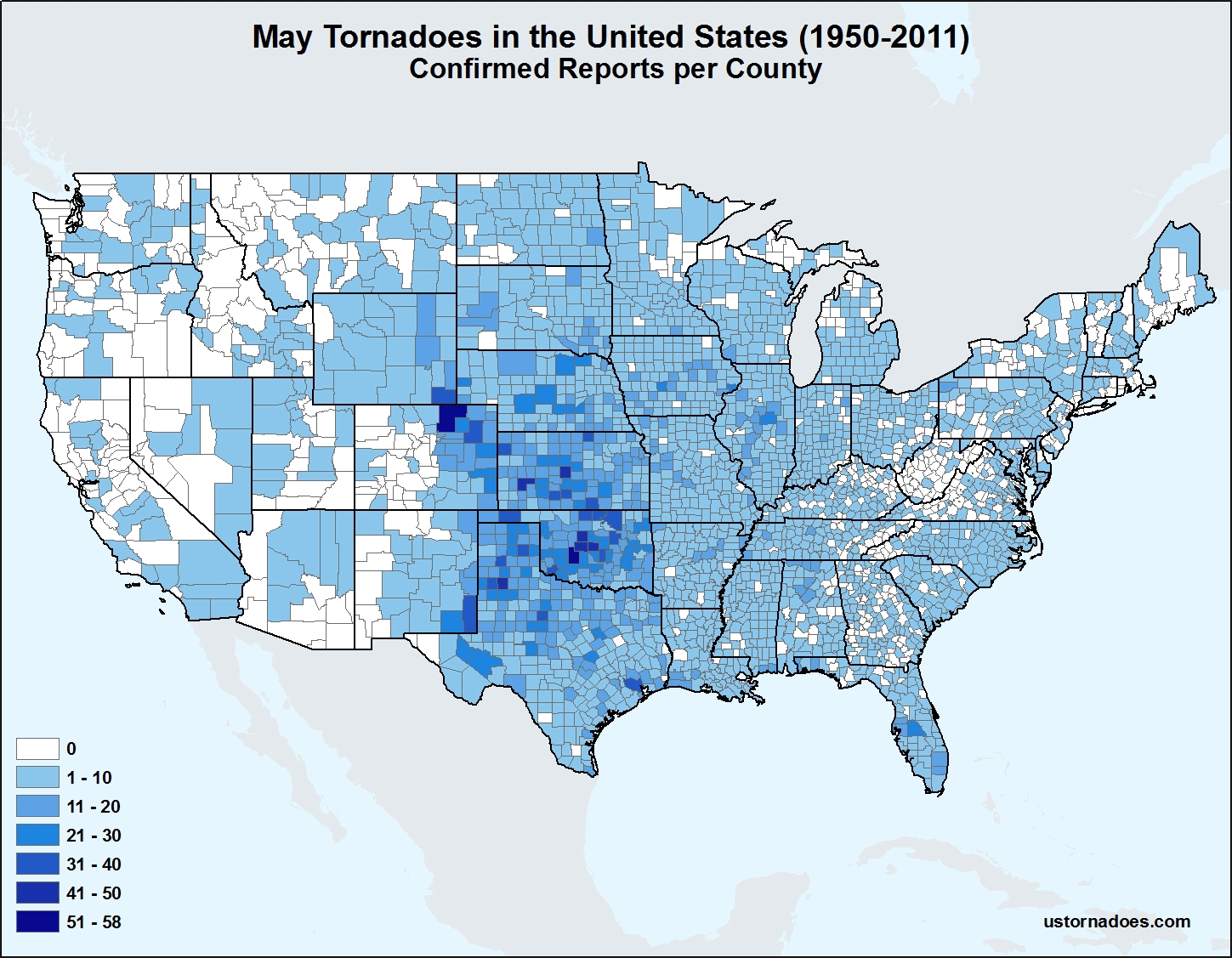 Map: May Tornadoes in the United States