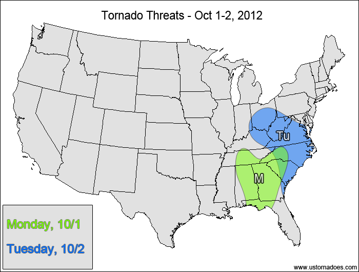 Tornado Threat Forecast: October 1-2, 2012