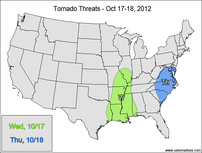 Tornado Threat Forecast: October 17-18, 2012