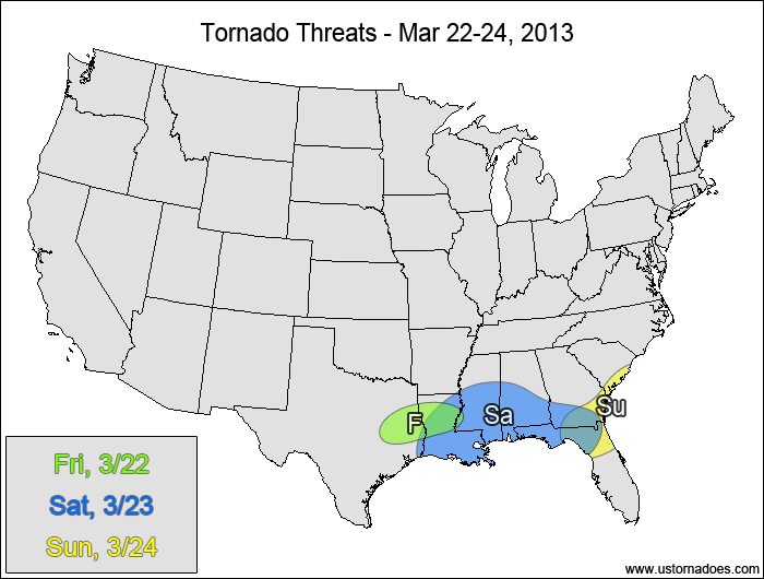 Tornado Threat Forecast: March 22-24, 2013