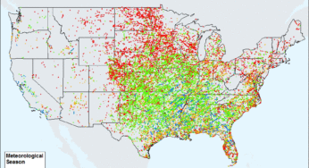 Monthly tornado averages by state and region