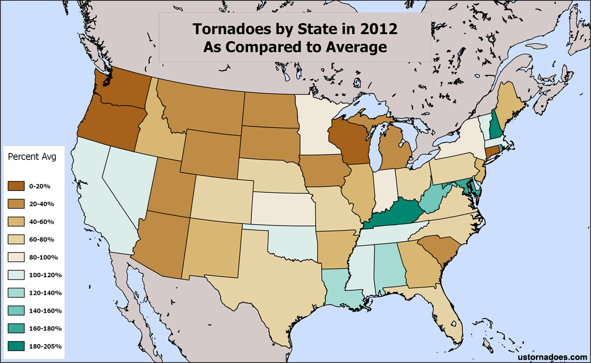 Comparing the tornadoes of 2012 to average and to 2011