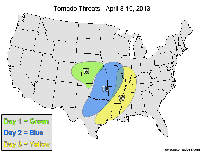 Tornado Threat Forecast: April 8-14, 2013