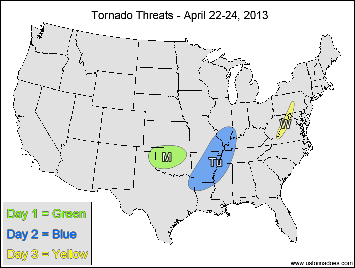 Tornado Threat Forecast: April 22-28, 2013