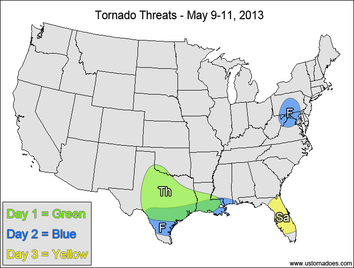 Tornado Threat Forecast: May 9-15, 2013