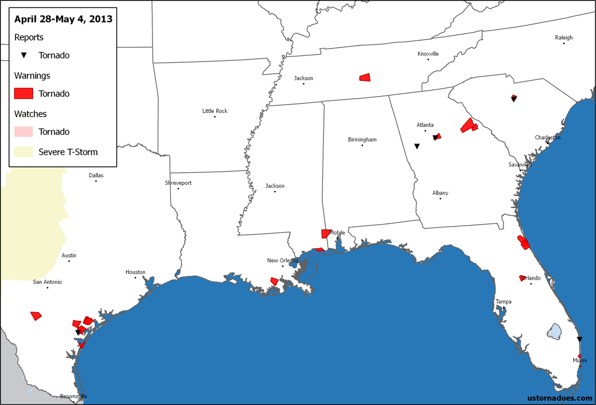 Tornado Weekly: April 28-May 4, 2013 - U.S. Tornadoes1200 x 815