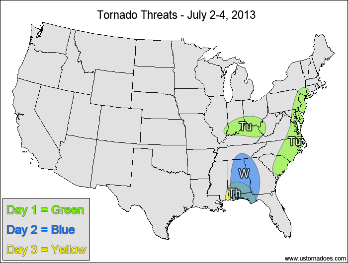 Tornado Threat Forecast: July 2-8, 2013