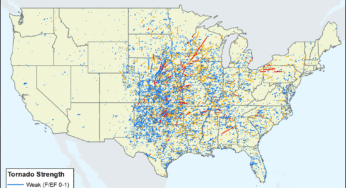 Watch how tornadoes progress across the United States throughout the year