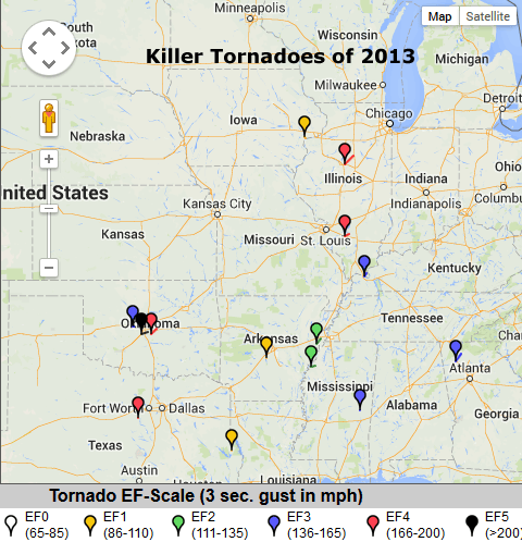 Killer tornadoes in 2013. (Storm Prediction Center)