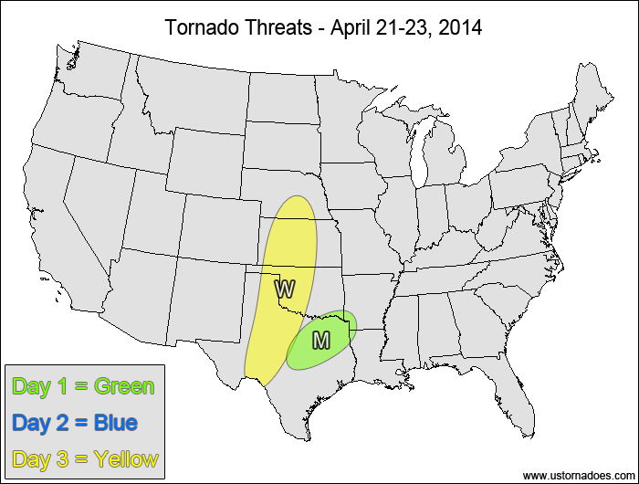 Tornado Threat Forecast: April 21-27, 2014
