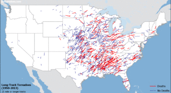 Long-track tornadoes: Historical clues about intensity, where, and when they occur most
