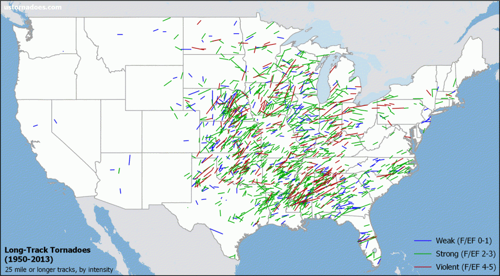 Longtrack tornadoes Historical clues about intensity, where, and when