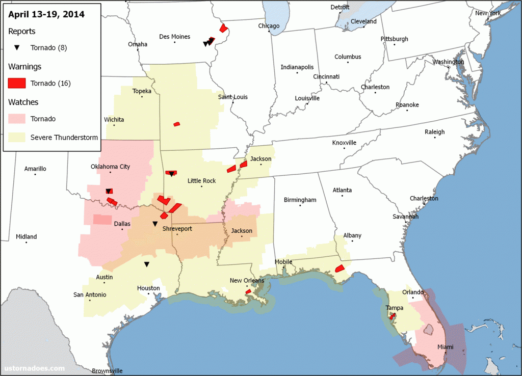 April 13-19, 2014 tornado activity. (Ian Livingston)