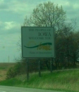 Crossing into Iowa mid-afternoon 5/17/14.