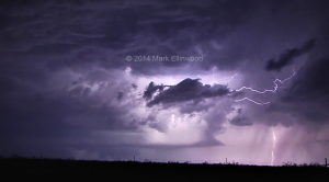Lightning lights up the storm structure south of Loving, NM on May 24, 2014.