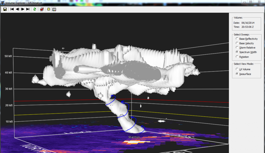 3D image of Tornado #1 near Stanton,NE on May 16, 2014