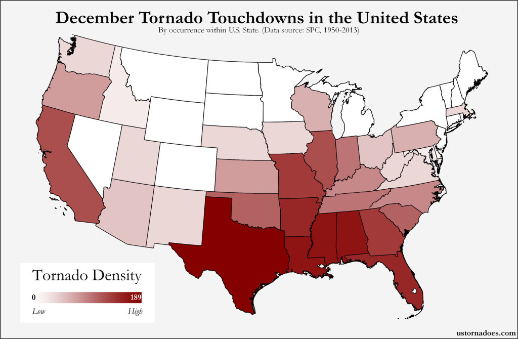 Here’s where tornadoes typically form in December across the United ...