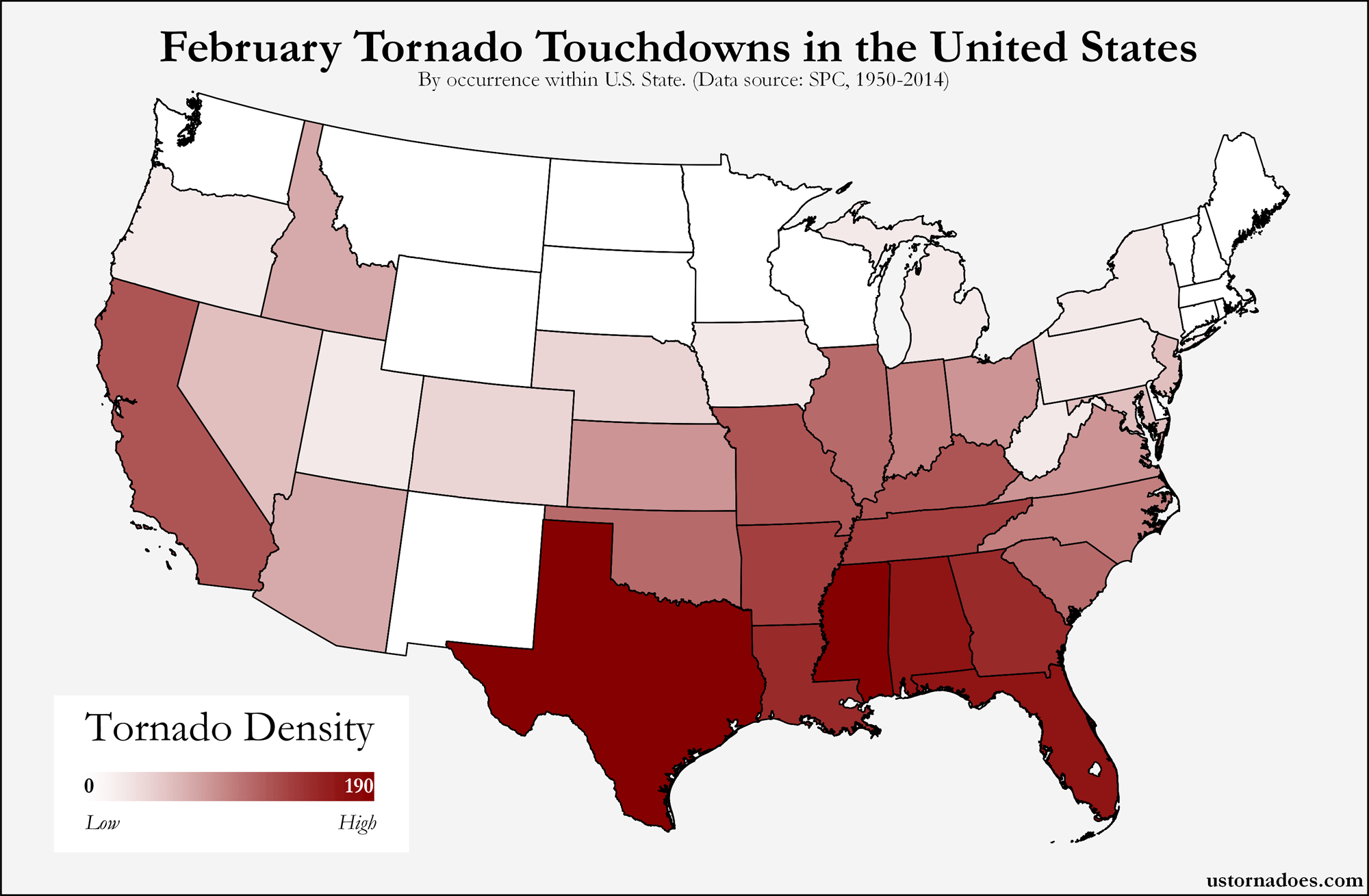 Here’s where tornadoes typically form in February across the United