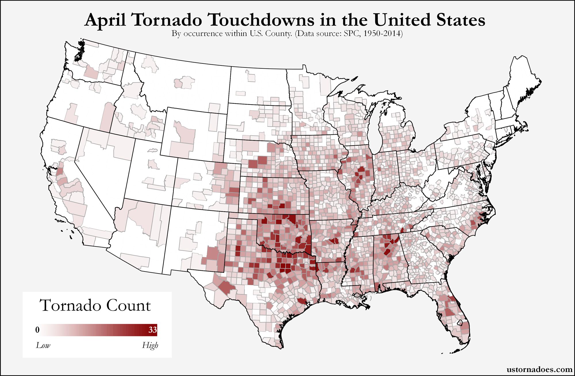 Here’s where tornadoes typically form in April across the United States
