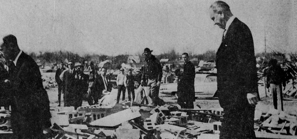 President Lyndon B. Johnson touring the destruction in Elkhart County, Indiana. Source: NWS Northern Indiana (via Blake Naftel).