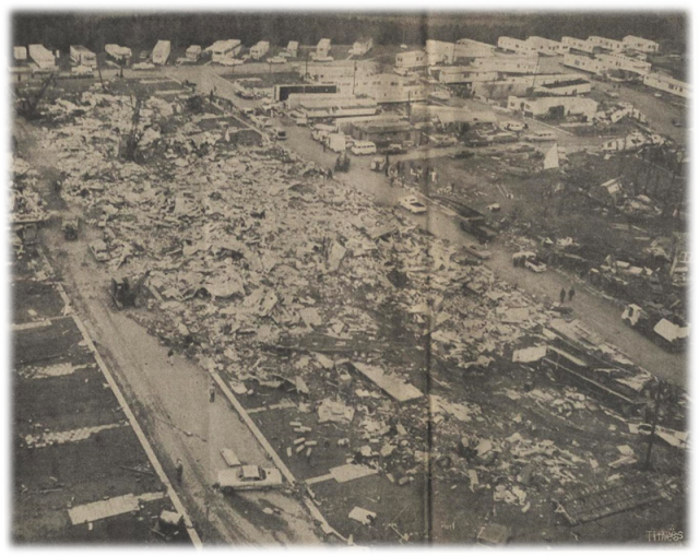 Damage at the Midway Trailer Park near Dunlap. Source: The Elkhart Truth.