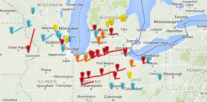 Tornado outbreak map. Source: Tornado History Project.