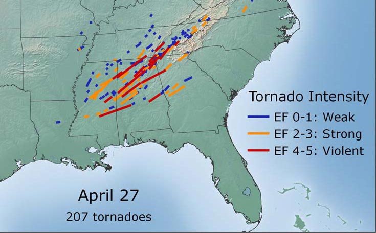What the top tornado days of each year since 1950 tell us