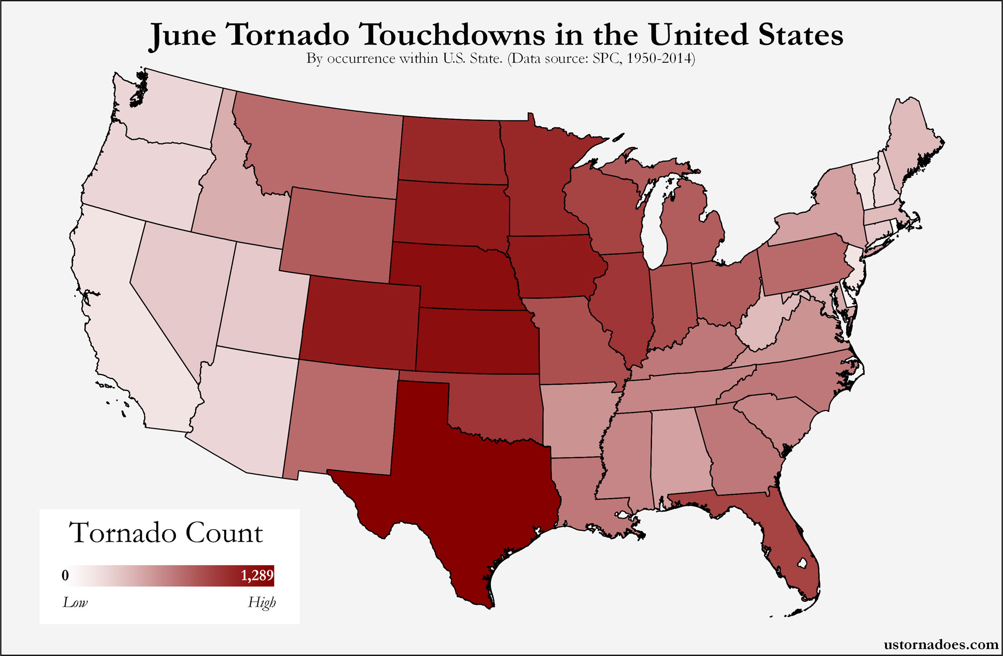 Here's where tornadoes typically form in June across the United States