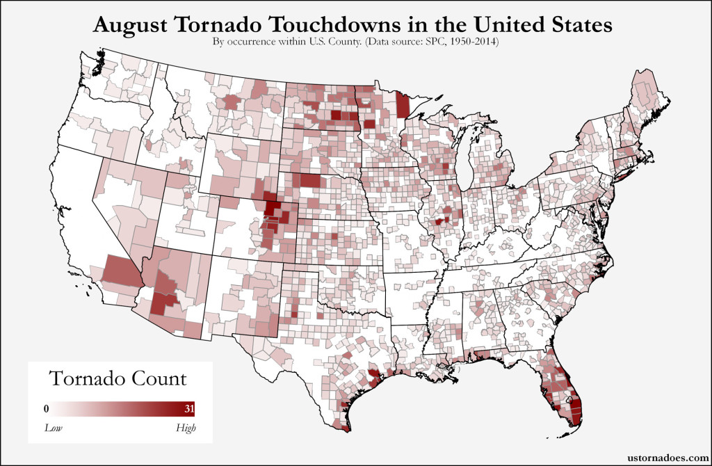 Here’s where tornadoes typically form in August across the United ...