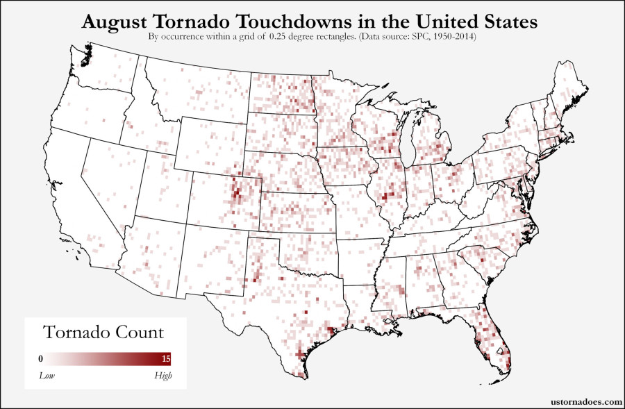 Here’s where tornadoes typically form in August across the United ...
