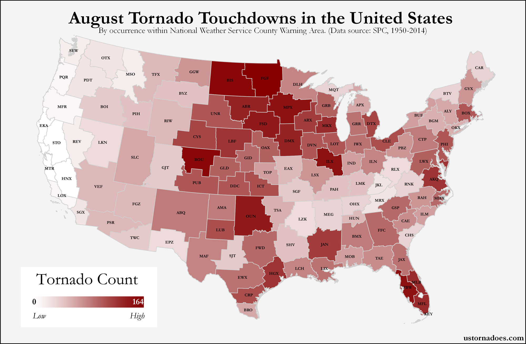 Here’s where tornadoes typically form in August across the United States