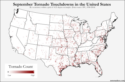 Here’s where tornadoes typically form in September across the United ...