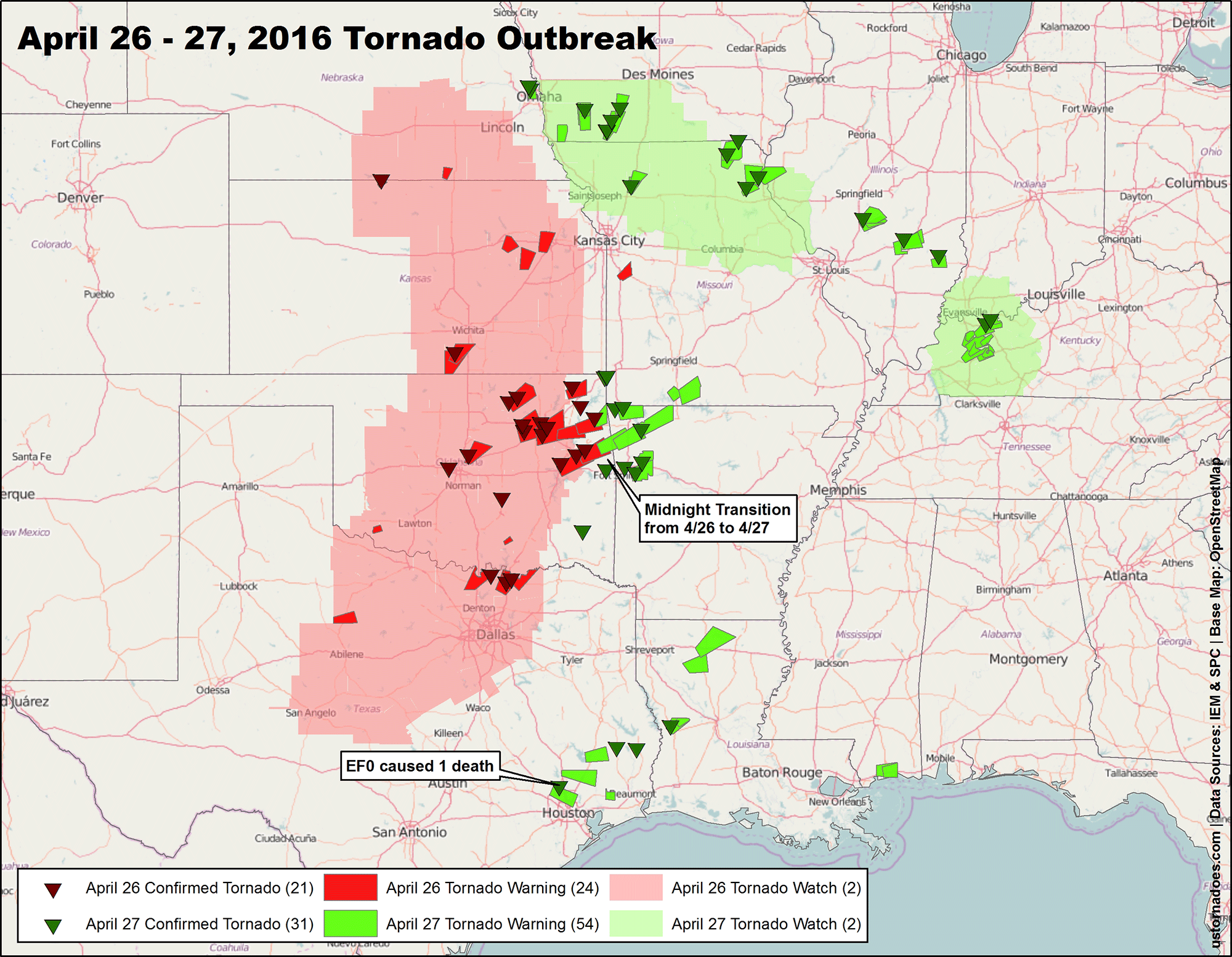 The largest tornado outbreaks of 2016 - U.S. Tornadoes2000 x 1554
