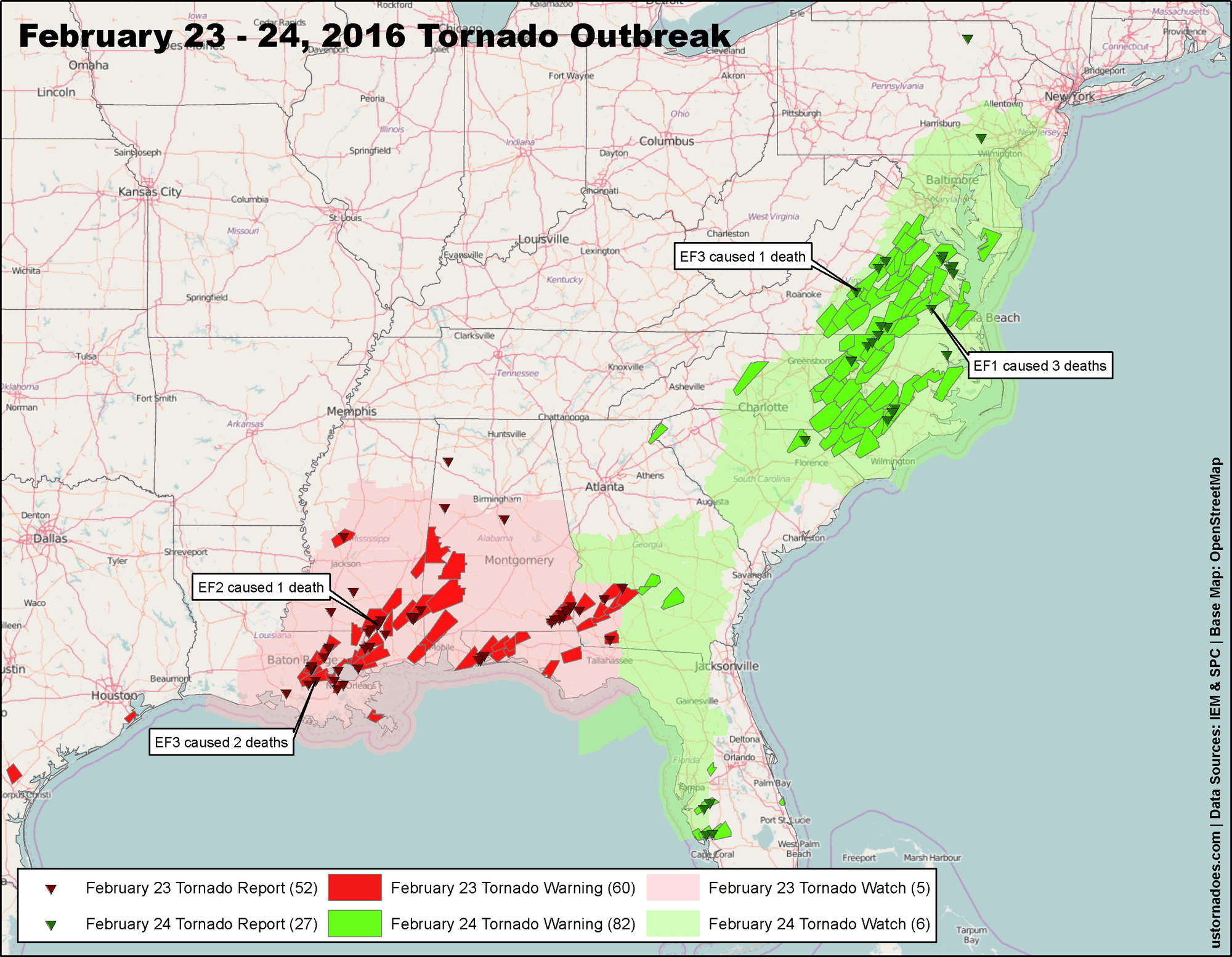 The largest tornado outbreaks of 2016
