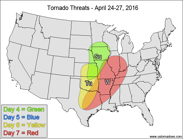 Tornado Threat Forecast: April 21-27, 2016