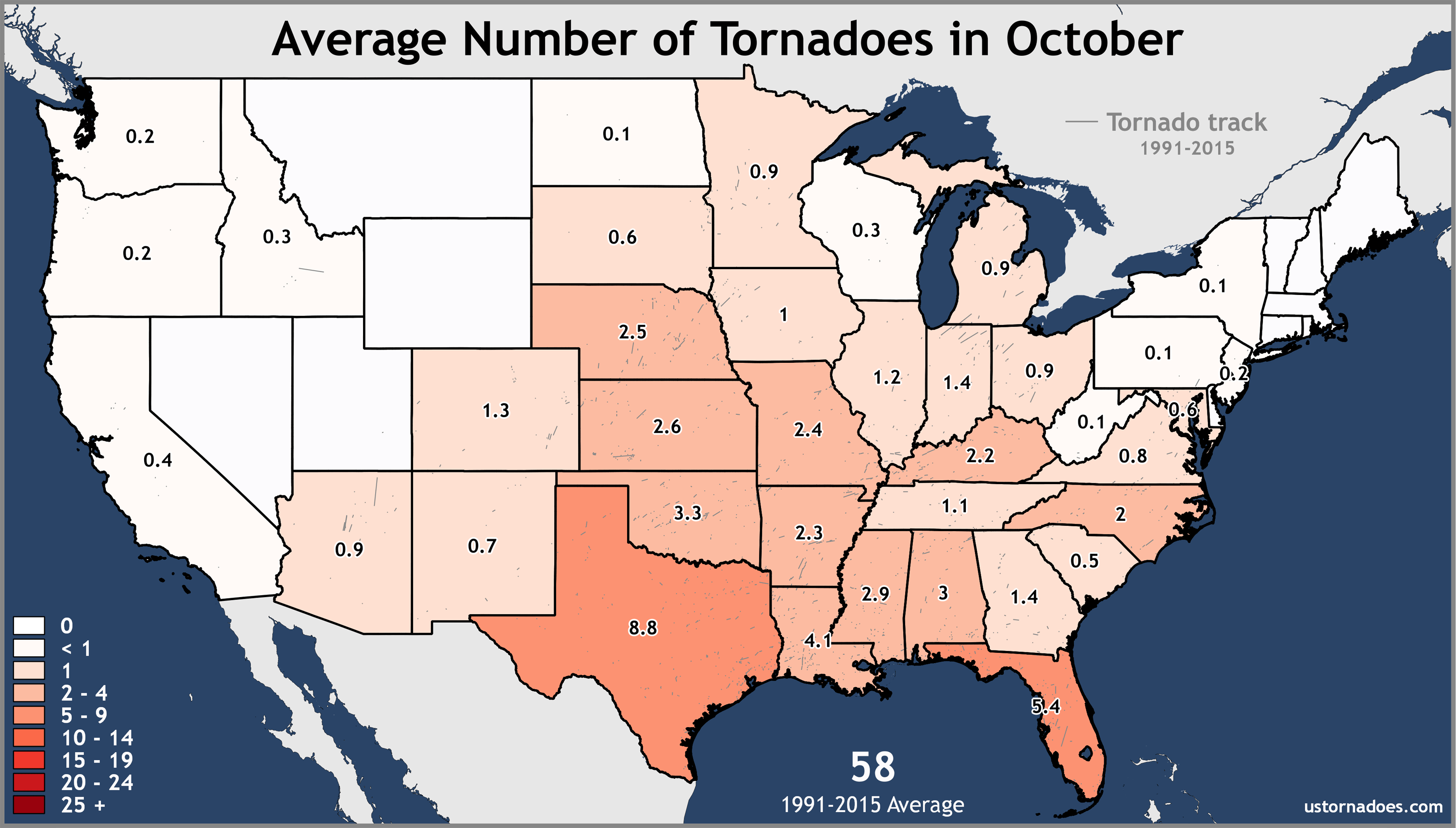 about how many tornadoes strike the u.s. each year