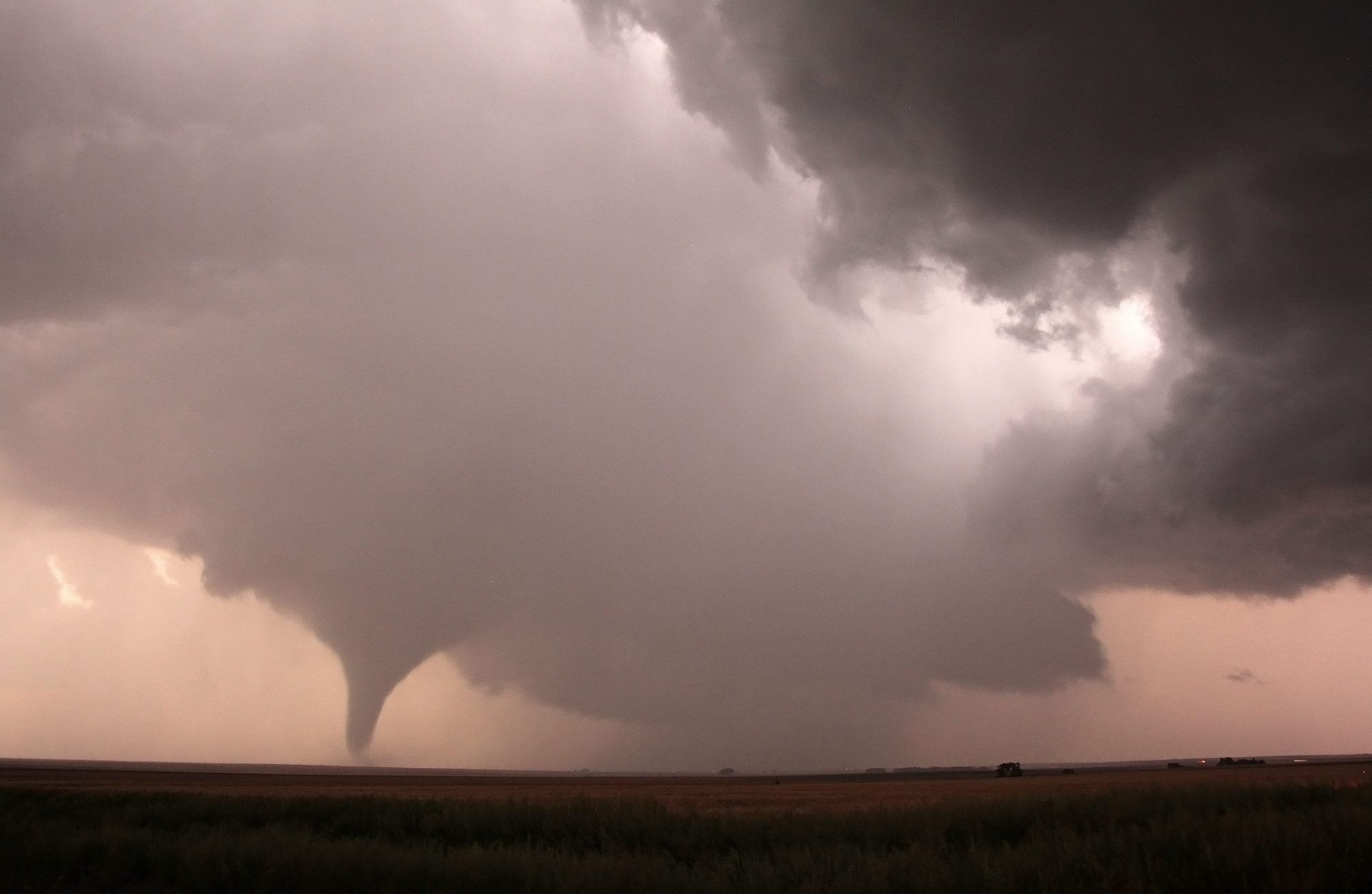 A tornado at dusk near La Crosse, Kansas on May 25, 2012. (Ian Livingston)