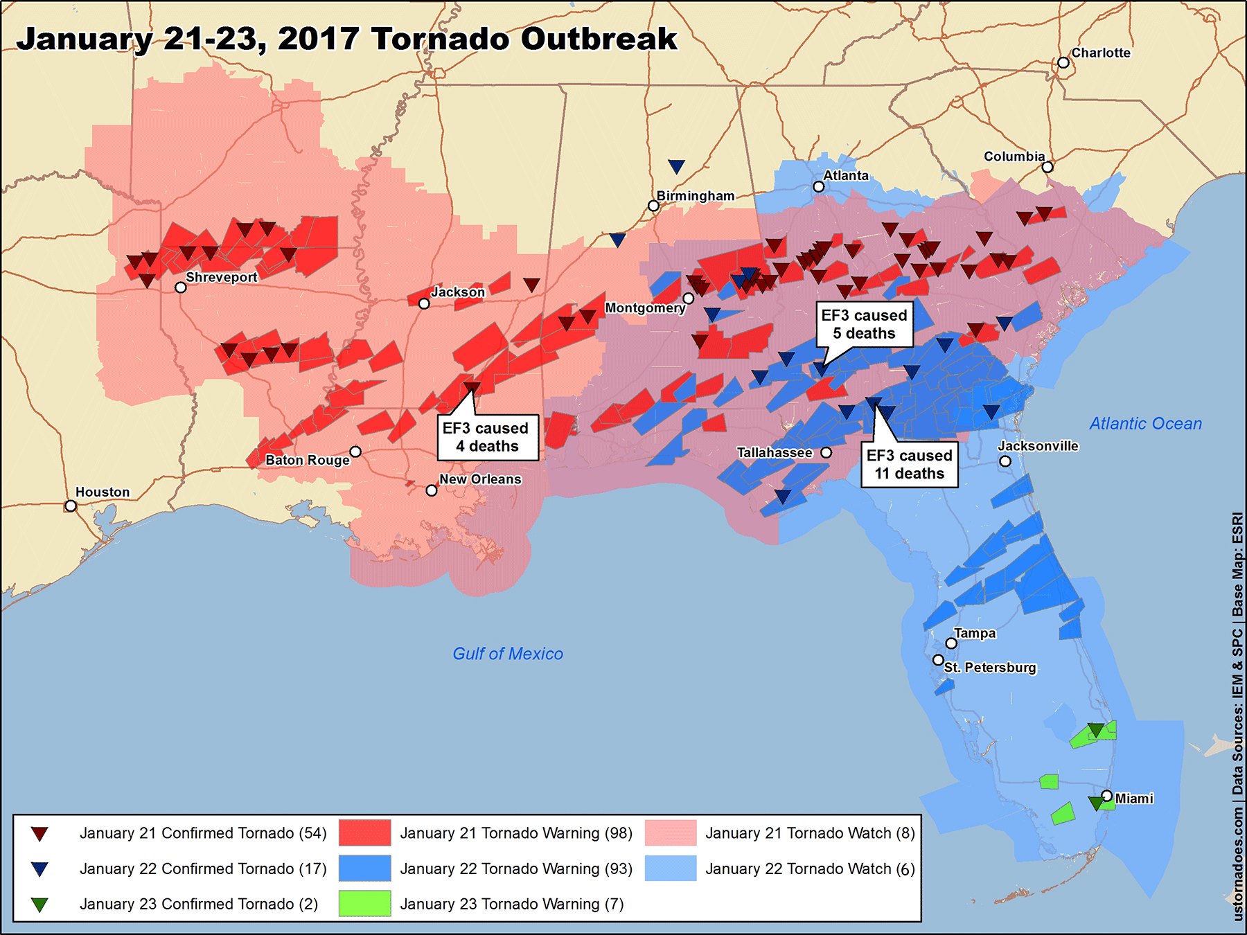 The largest tornado outbreaks of 2017