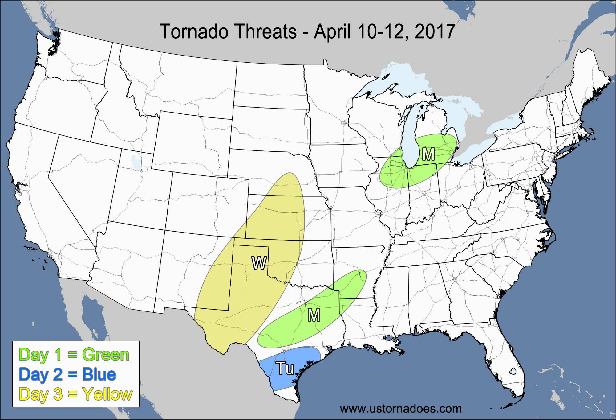 Tornado Threat Forecast: April 10-16, 2017