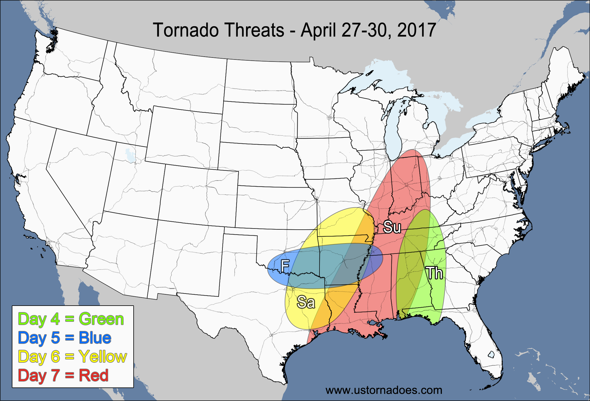Tornado Threat Forecast: April 24-30, 2017
