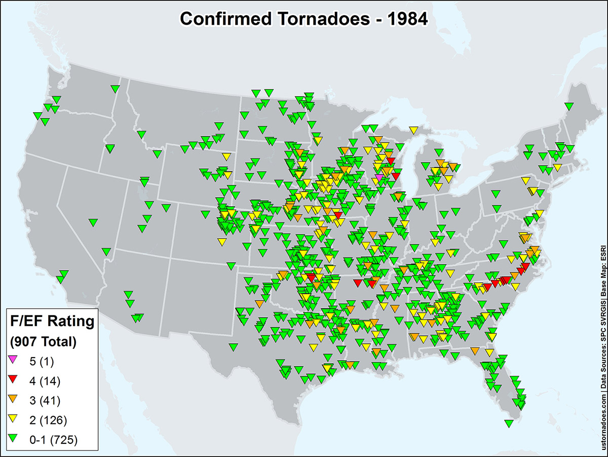 Map Of Tornado History - Pearl Beverlie