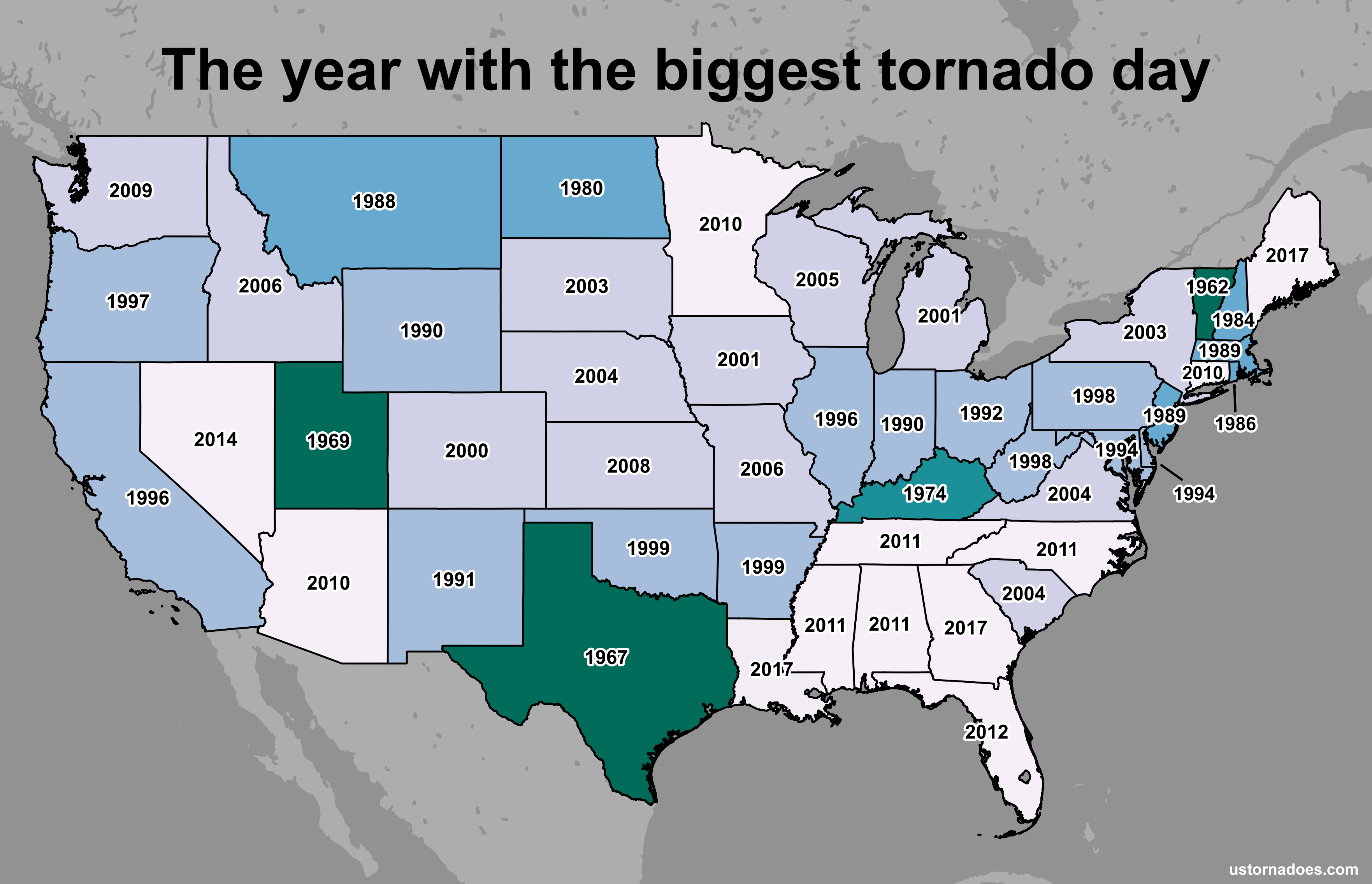 The most tornadoes in a calendar day by state U.S. Tornadoes