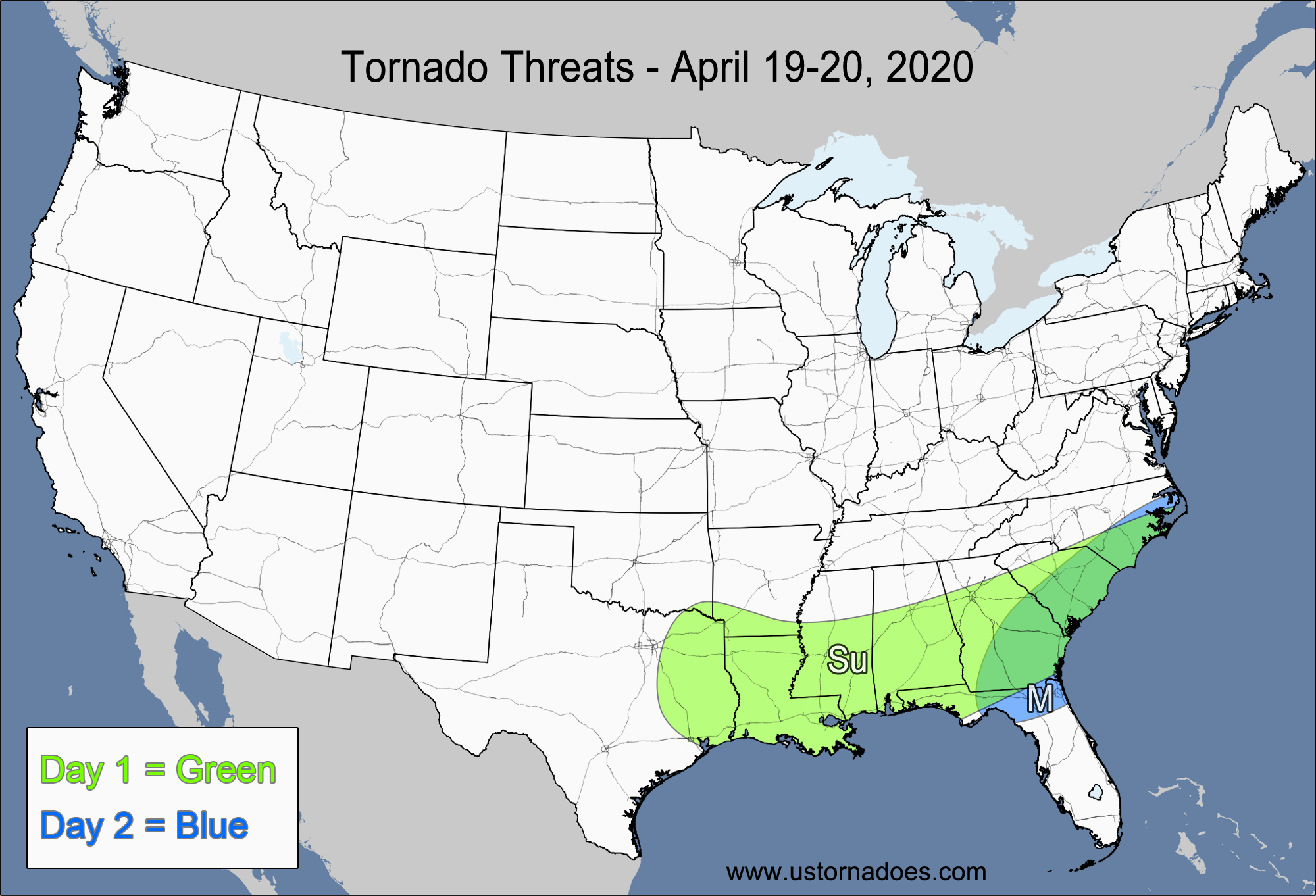 Tornado Threat Forecast: April 19-20, 2020