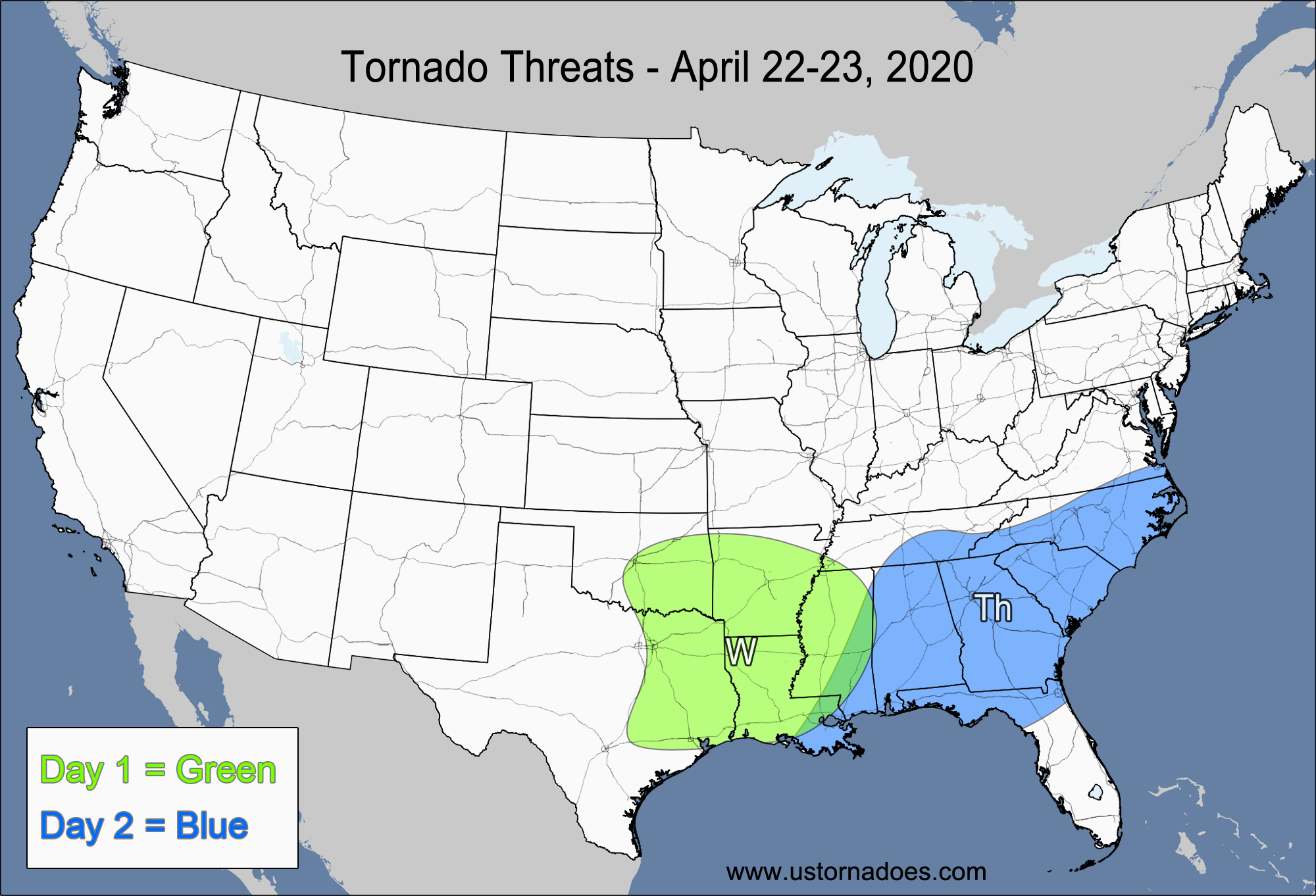 Tornado Threat Forecast: April 22-23, 2020