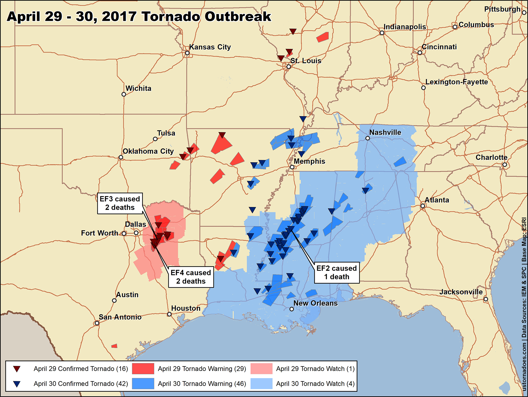 The largest tornado outbreaks of 2017 - U.S. Tornadoes