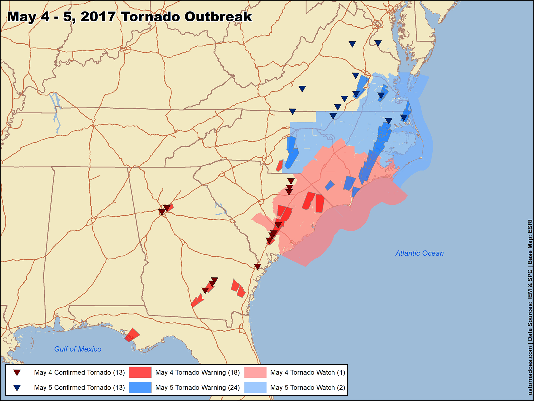 The largest tornado outbreaks of 2017 - U.S. Tornadoes